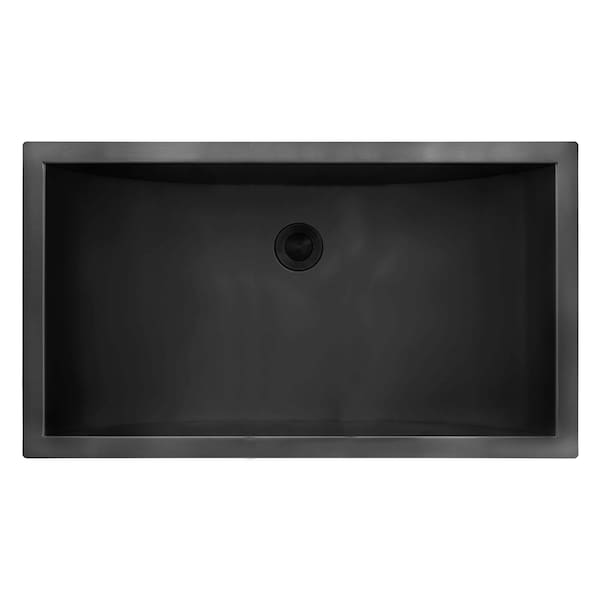 Ruvati 30 x 14 inch Gunmetal Black Stainless Steel Rectangular Bathroom Sink Undermount RVH6120BL - main